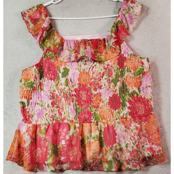 LC Lauren Conrad Blouse Top Women Size 2XL Multi Polyester Sleeveless Round Neck - Picture 1 of 8